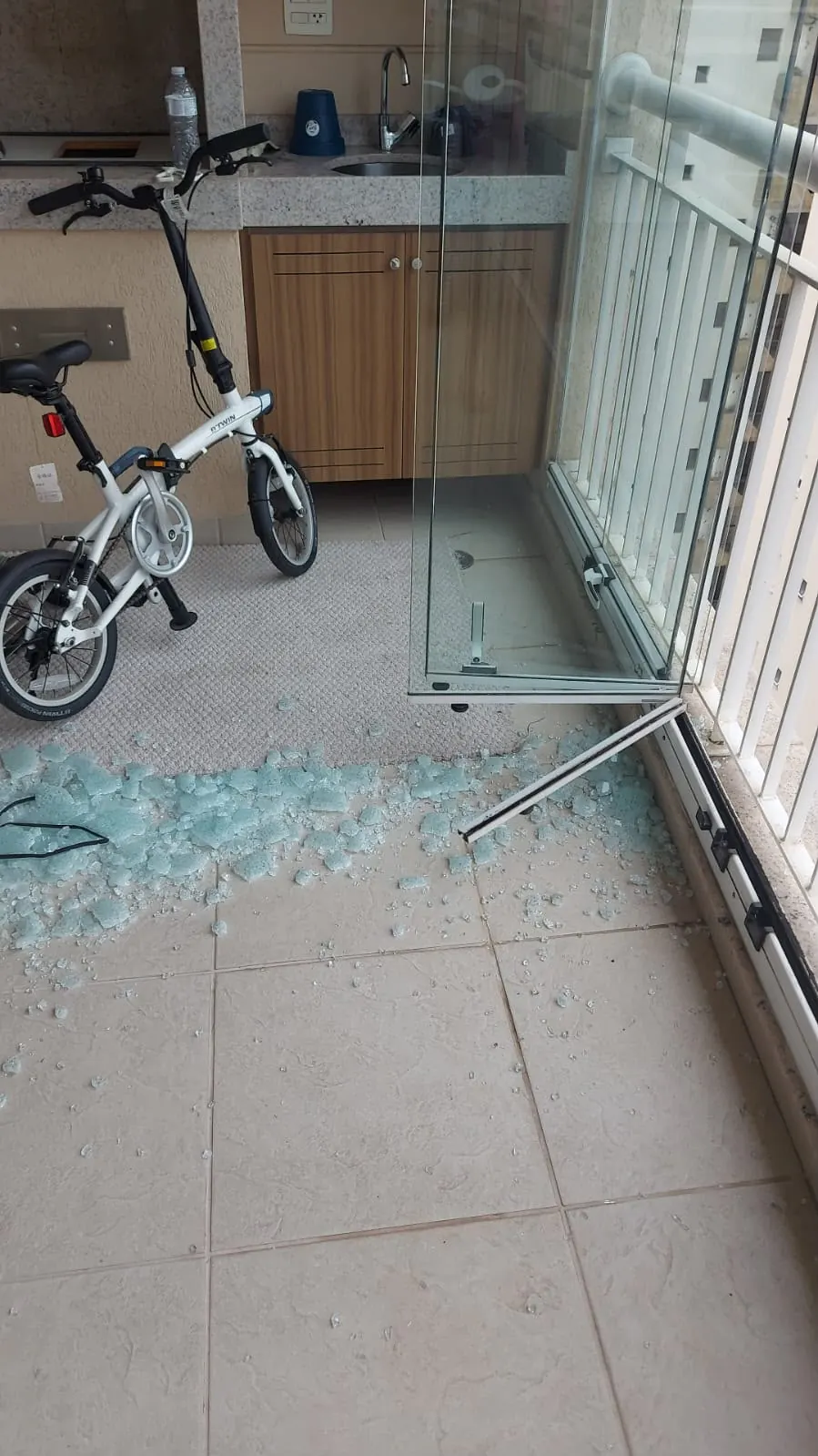 Sacada durante serviço de manutenção do envidraçamento